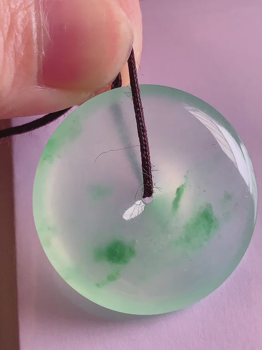 高冰飘绿平安扣